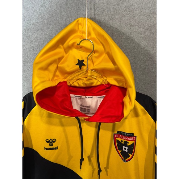 Hummel‎ Hoodie Pullover Soccer Club Blackhawk Yellow Black Mens Size XL - Picture 5 of 10